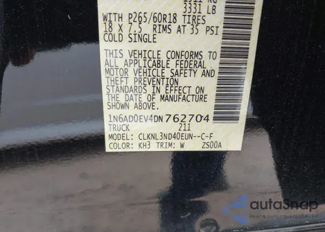 2013 Nissan Frontier S z USA, uszkodzony, nr VIN 1N6AD0EV4DN762704